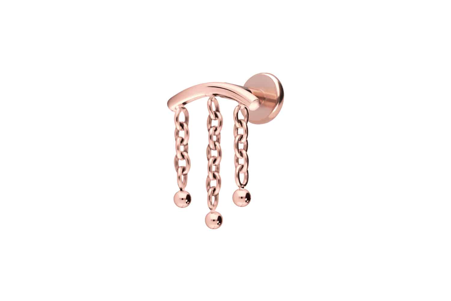 Titan Labret Piercing mit Push Fit BOGEN + 3 KETTEN